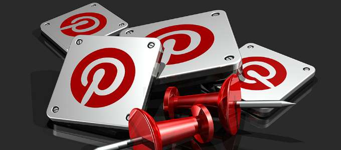 3d illustration of an assortment of silver and red Pinterest app icons lying in a pile with two large red push pins
